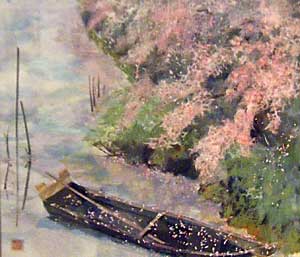 舟に花びら
