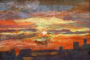 浪花の夕陽