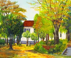 洋館の見える公園