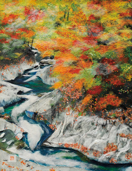 紅葉と渓流