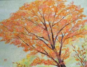秋ちぎり絵紅葉 ちぎり絵 秋 柿 コスモス 紅葉 3点