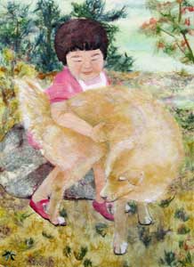 犬と遊ぶ