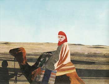 ラクダに乗る友