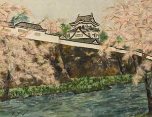 岸和田城と桜