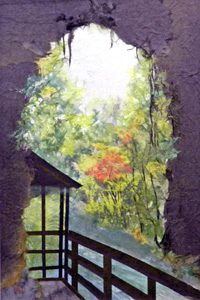 秋芳洞の中から