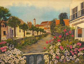 美しいスイスの花の村