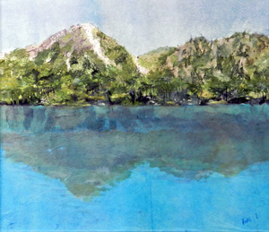 逆燒岳映える大正池