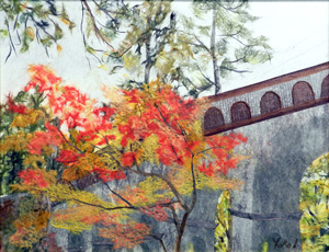 水路閣を彩る紅葉