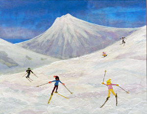 大雪原のスキーヤー