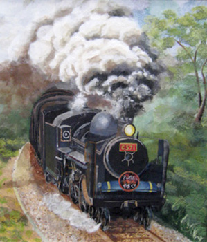 蒸気機関車が黙々