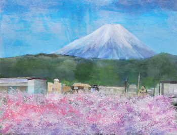 桜、富士2020（ベランダにて）