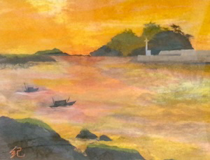 夕日輝く