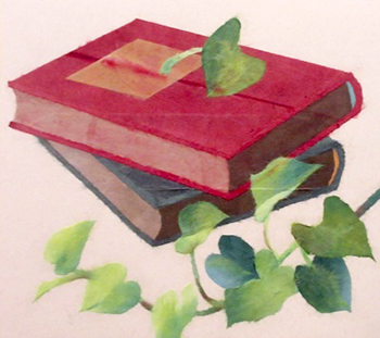 古書とポトス（習作）