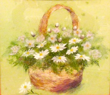 春の花カゴ（習作）
